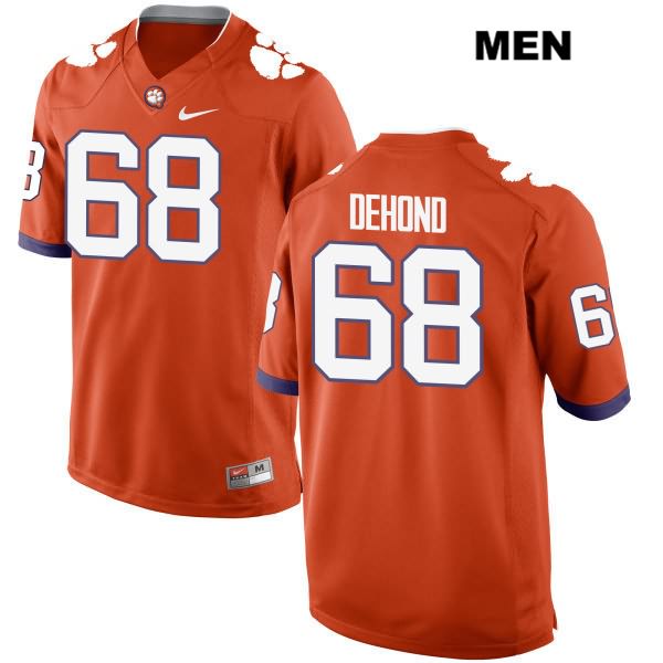 Men's Clemson Tigers #68 Noah DeHond Stitched Orange Authentic Nike NCAA College Football Jersey AHA6346NK